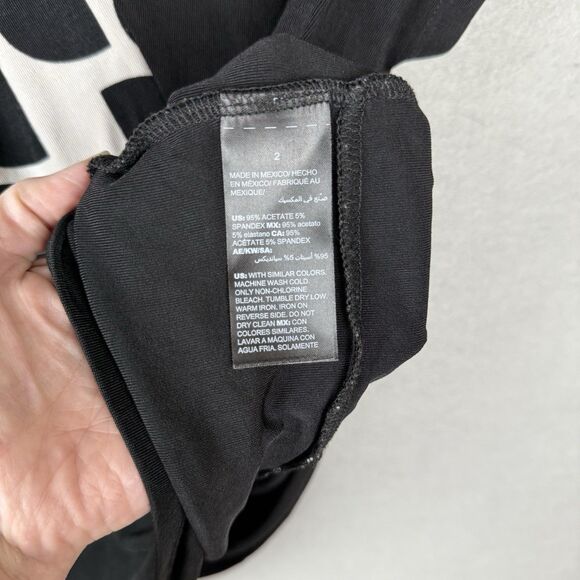 Chico's Top Womens Sz 2 Large Black and White Liquid Slinky Knit Sleeve V-Neck - Picture 5 of 6